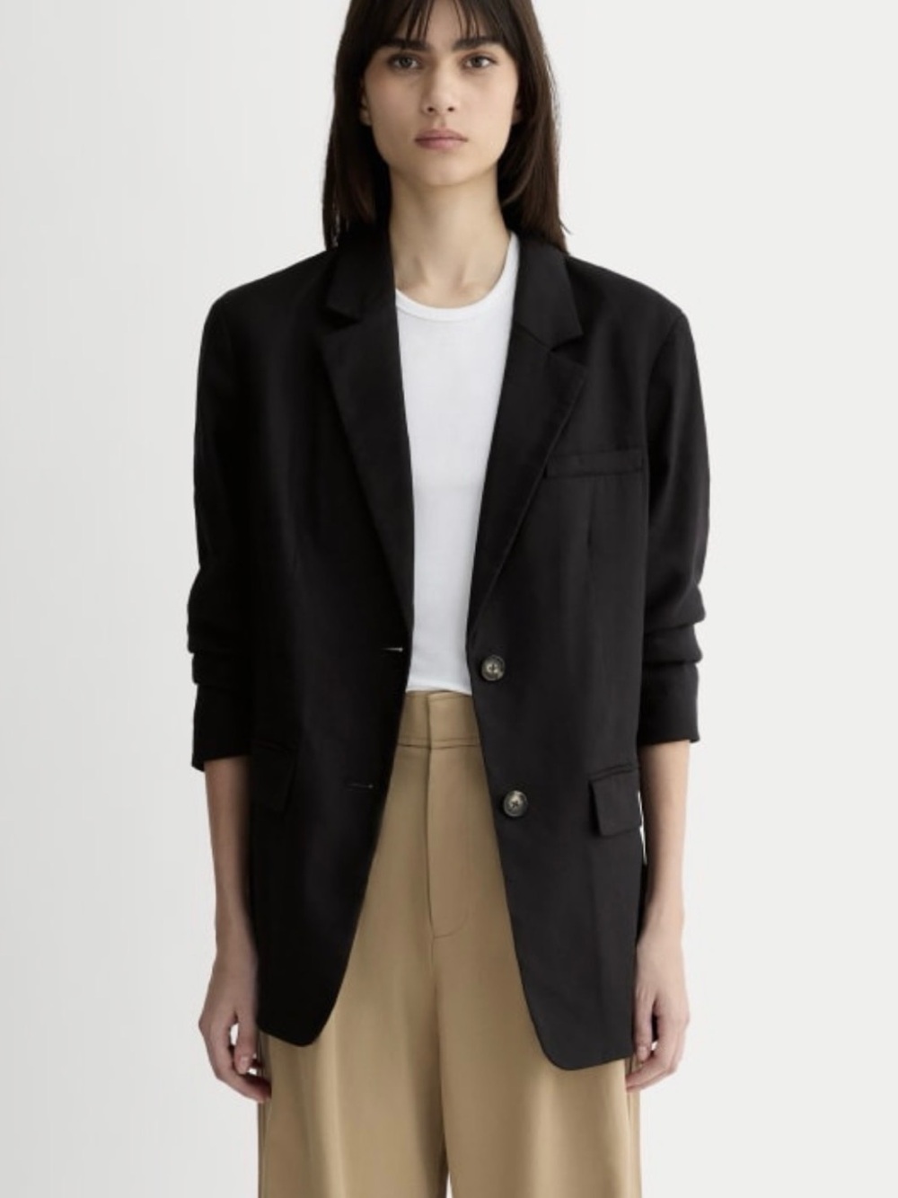 Everlane The Oversized Blazer in Stretch Linen Black